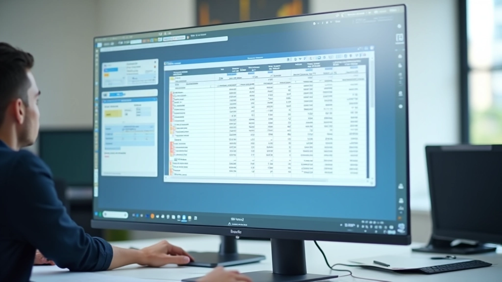 Kompiuterio ekranas su finansine skaičiuokle ir banko duomenimis